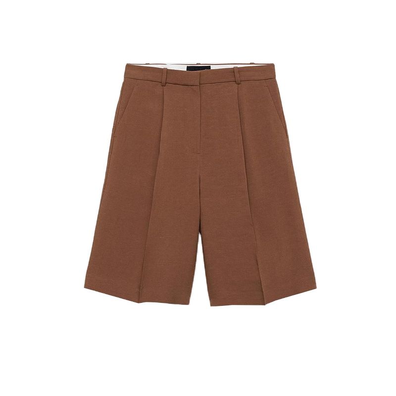 Lapel Half Sleeve Shoelace Suit Outwear 87057896 Mid Waist Pleated Straight Shorts 87067896