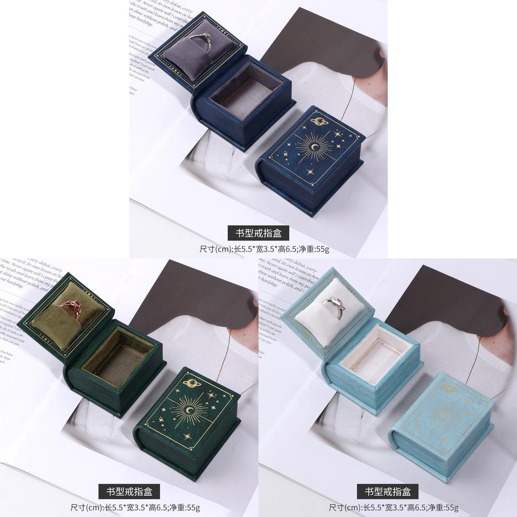 Creative Pu Leather Book Style Ring Box With Flip Cover For Jewelry Packaging