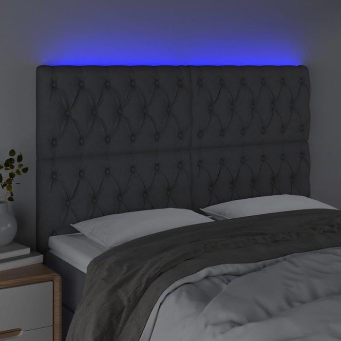 VidaXL Tête de Lit à LED Meuble de Chambre à Coucher Accessoire de Lit Double Tête de Cadre de Lit Intérieur Gris Foncé 3122767