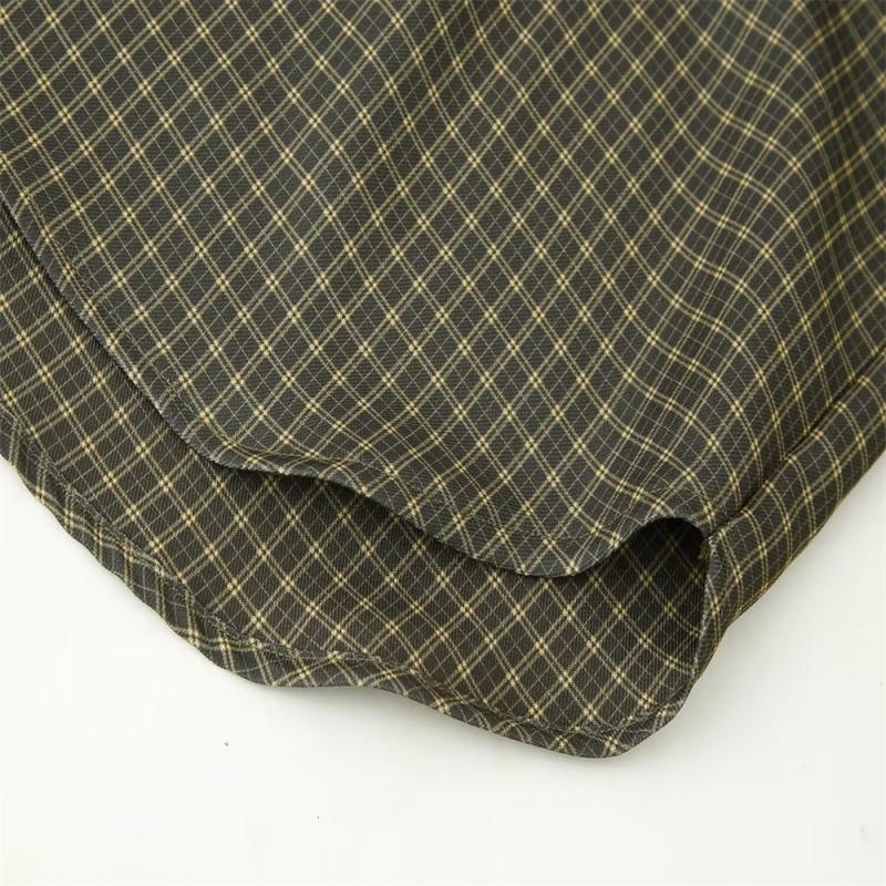 Giacca Camicia a Quadri Oversize da Donna con Spalline Manica Lunga Bottoni Davanti Camicetta Casual per Ufficio