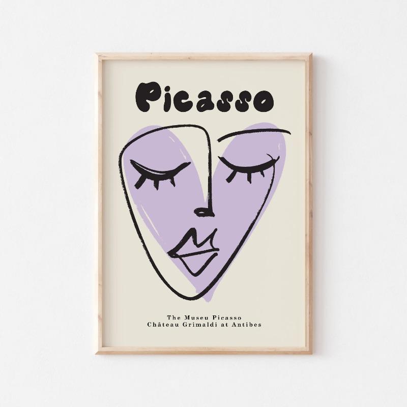 Picasso Exhibition Wall Art Print Abstract Vintage Minimalist Face Body Canvas Painting Poster Picture for Home Decor