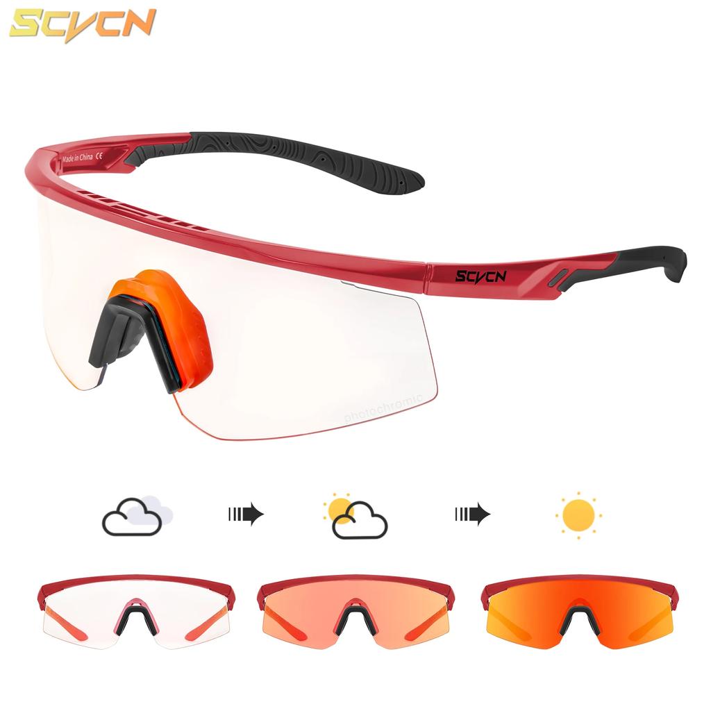 SCVCN Photochromic Sunglasses UV400 Cycling Glasses Bicycle Glasses Sports Men's MTB Road Bike Eyewear Protection Goggles UV400