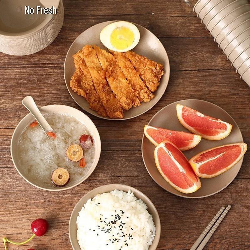 Changbaosen Einweg-Geschirr aus Reishülsen 5-teiliges Set