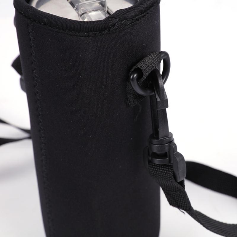 2000ML Water Bottle Cover Carryall Pouch w/Strap Neoprene Water Bottle Carrier Insulated Carryall Pouch Holder Shoulder Strap Black
