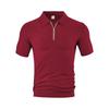 Men Short Sleeve Zip Polo Shirt Casual Jacquard T Shirt