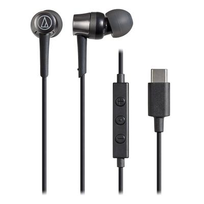 Audio-Technica ATH-CKD3C BK Compact Earphones with Mic, USB Type-C, Wired, 1.2m, In-Ear Type, Black