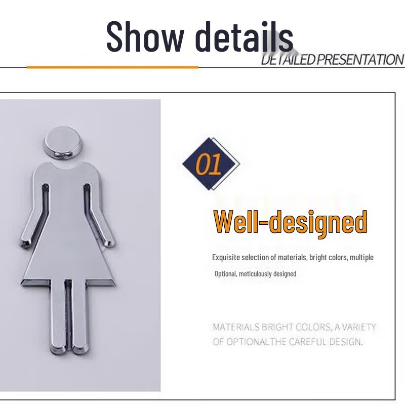 Moufou Stainless Steel 3D Restroom Sign