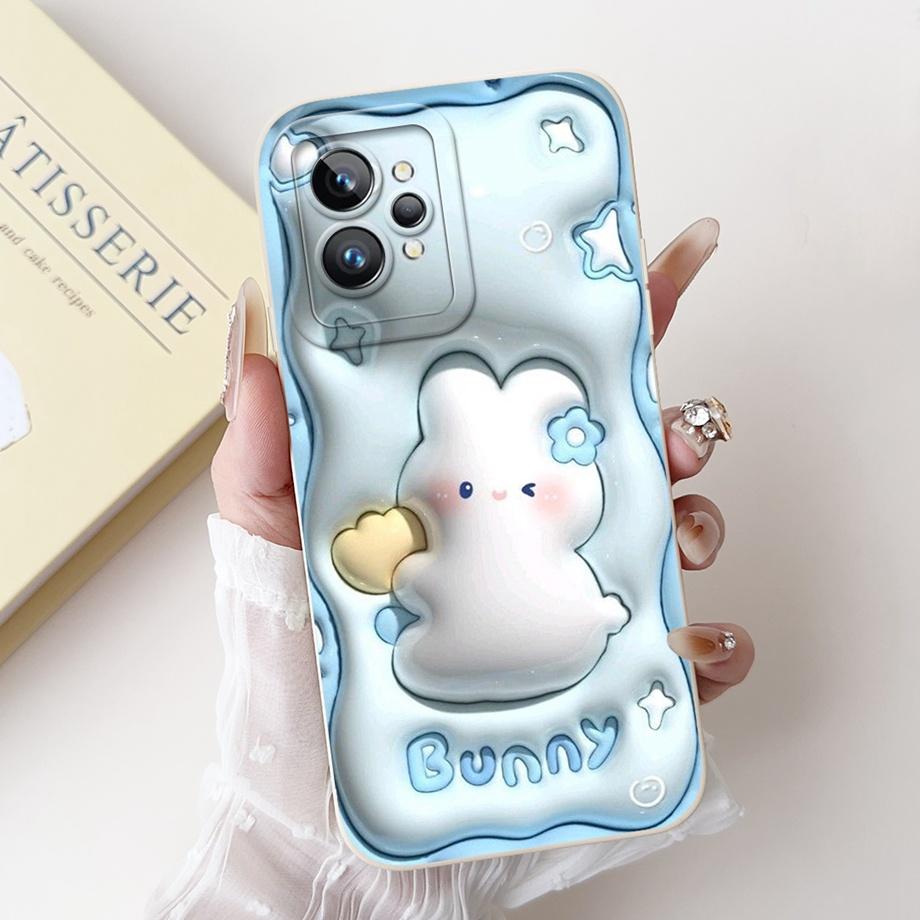 For Realme GT2 Pro Realme GT7 Pro Phone Case Realme Neo2 GT 2 Fundas Liquid Silicone Soft Back Cover Rabbit Panda Flower Capa