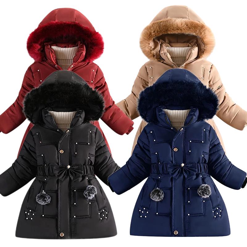Girl Winter Cotton-Padded Jacket Children's Fashion Coat Kids Outerwear Baby's Warm Down Jacket Children Clothing 4-12 Years
