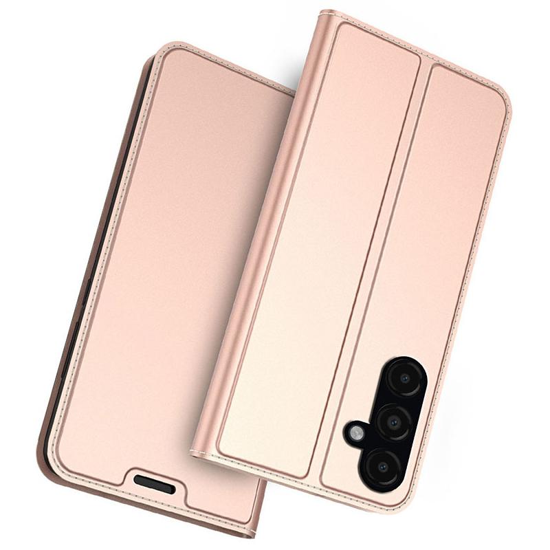 

Для Samsung Galaxy S24 чехол-подставка для телефона держатель для карт PU кожаный чехол для сотового телефона Rose Gold