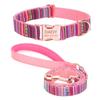 Bohemian gestreifter Hundehalsband, individuell graviert, mit Roségold-Schnalle, personalisiertes Nylonhalsband für kleine und große Hunde, tägliches Gassi gehen