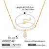 18K Gold Stainless Steel Necklace with Zircon and Pearl Pendant for Women - Everyday Versatile Style