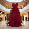 Yousheng Christmas Bow Tree Topper Ornament Burgundy Velvet Wreath Bows Christmas Hanging Ribbon Gift Bows for Holiday Home Wall Outdoor Indoor Party