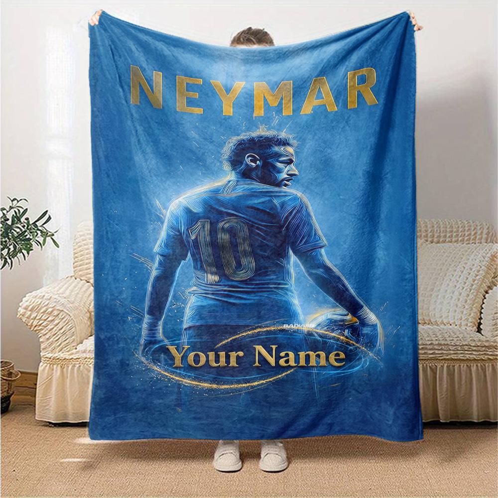 Star Neymar Personalized Name Blanket Cozy Personalized Blanket Durable Comfort Suitable for Home Decor Living Room Office Chair Bed