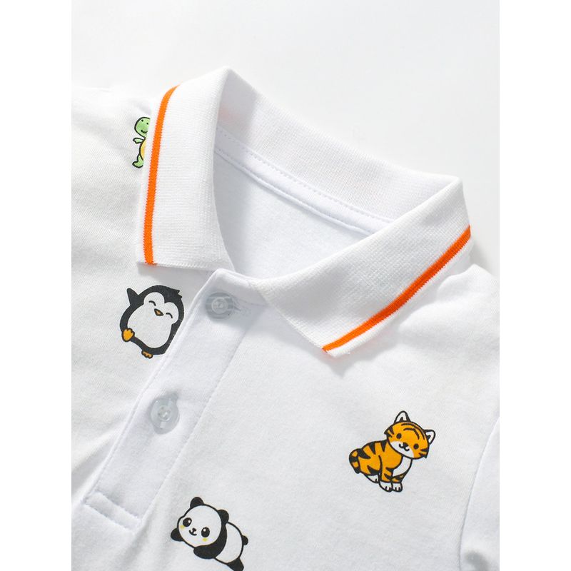 Boys and Girls Animal Short-Sleeved Polo Shirts T-Shirts Summer New Style Children's Clothing Medium and Large Children's Baby Tops Half-Sleeved 345