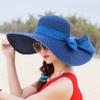 Summer Women Big Brim Straw Bow Hat Sun Fashion Wide Brim Floppy Panama Cap Outdoor Foldable Uv Protect Travel Femme Beach Hats
