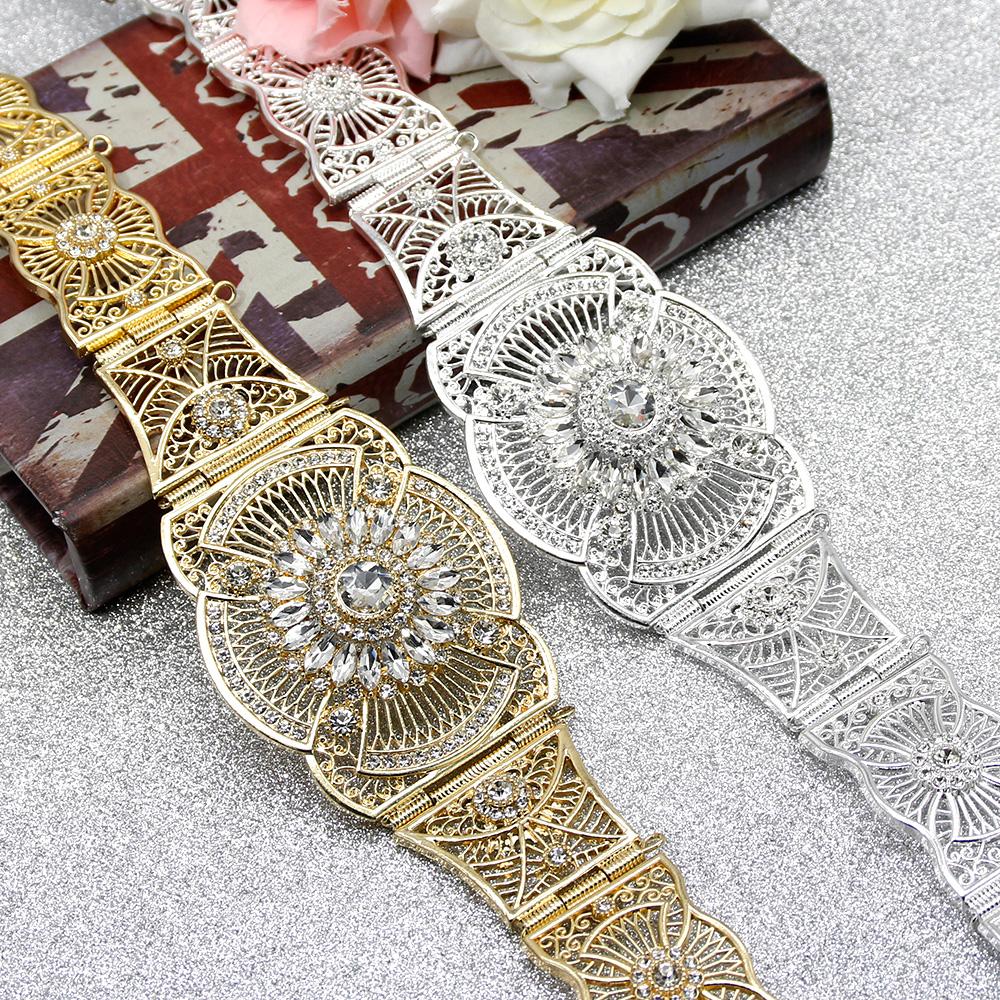 Gold Color Elegant Belt for Women Ethnic Wedding Dress Jewelry Crystal Belly Chain Gift