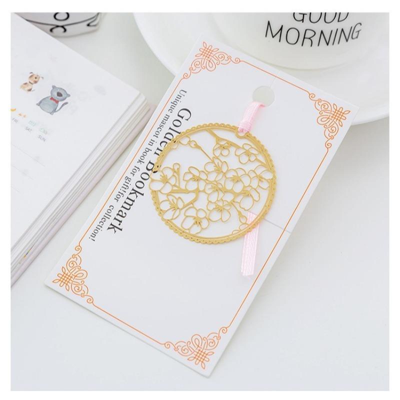 1Pc Golden Retro Art Metal Plant Vein Bookmark with Tassel Reading Book Accessories Index Tab Fringe Gift for Teachers Students