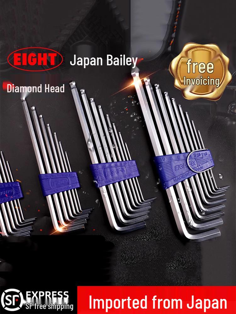 Japonská extra dlouhá sada šestihranných klíčů s kulovou hlavou (TLS-6/7/8/9)