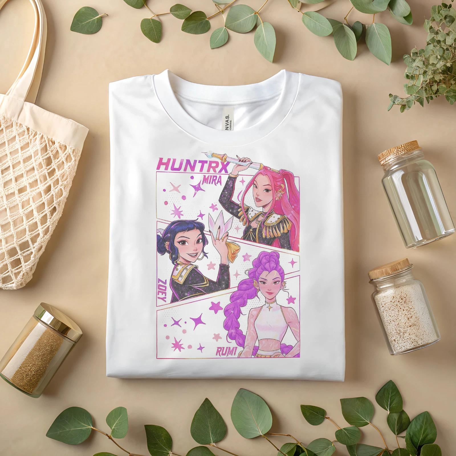 

HUNTRX Anime Girl T-Shirt – Mira Zoey Rumi Purple Star Graphic Tee A170 2XL