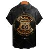 Camicia Nuova da Uomo Hawaiana Route 66 Street Classic Stampa 3D Manica Corta T-shirt Musica Rock Collo Revers Taglia Larga Uomo Top Vestiti Vintage