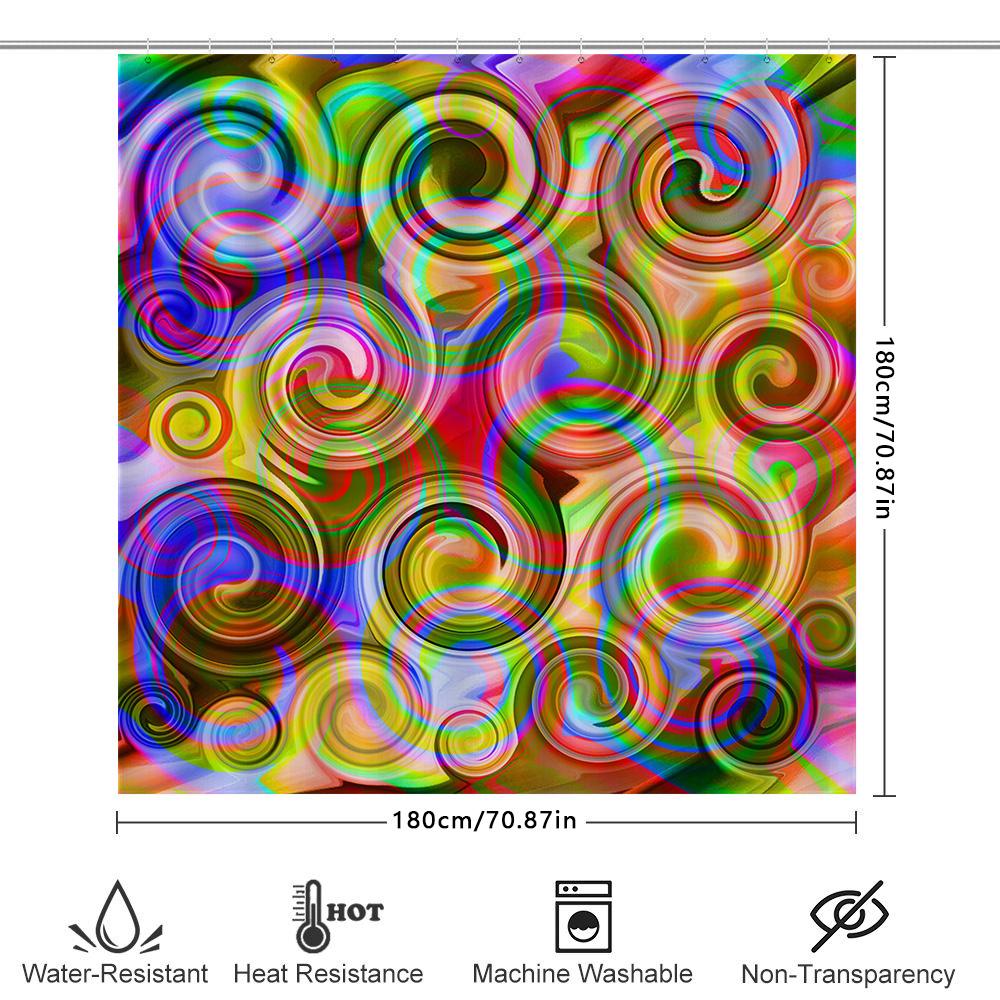 Vibrant Abstract Shower Curtain Waterproof Non-Toxic Unique Design For Bathroom Decorations
