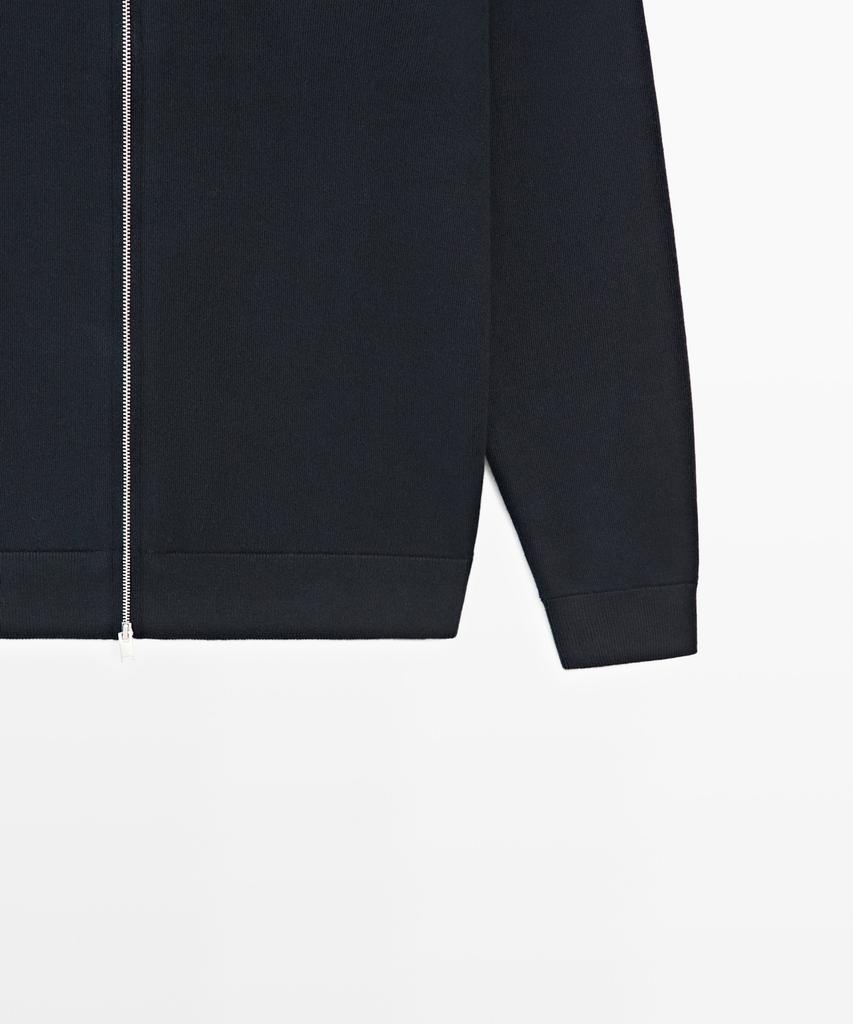 Massimo Dutti 100% Cotton Zip-Up Knit Cardigan