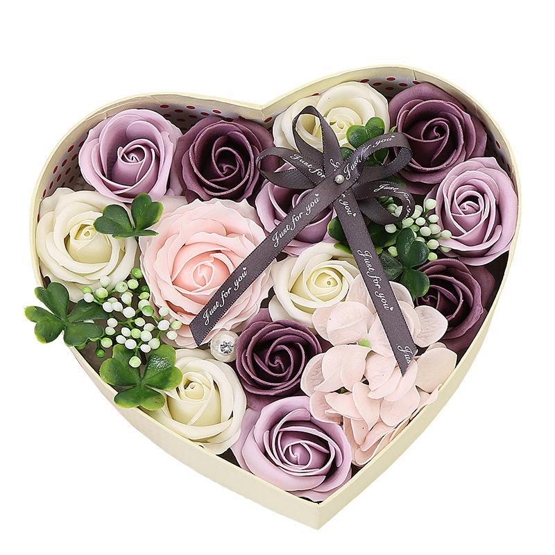 Teacher'S Day Valentine'S Day Gift Soap Flower Heart Shaped Gift Box Christmas Creative Romantic Birthday Gift Soap Flower