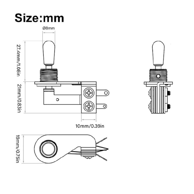 L Type Open Frame Guitar Switches 3 Way Toggle Replacement Seamless Switching Small Size for Effortlessly Installation