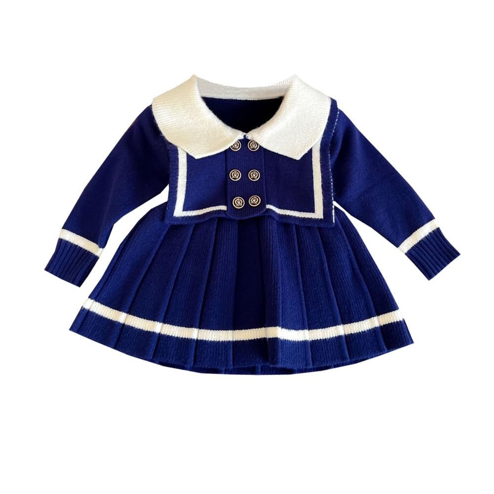 

Jaydyequ Casual Perfect for Shrine and Navy Size 110cm Girls Spring/Autumn/Winter Dress, Knitwear, Sailor-Style Dress, Weddings, Visits, Recitals,