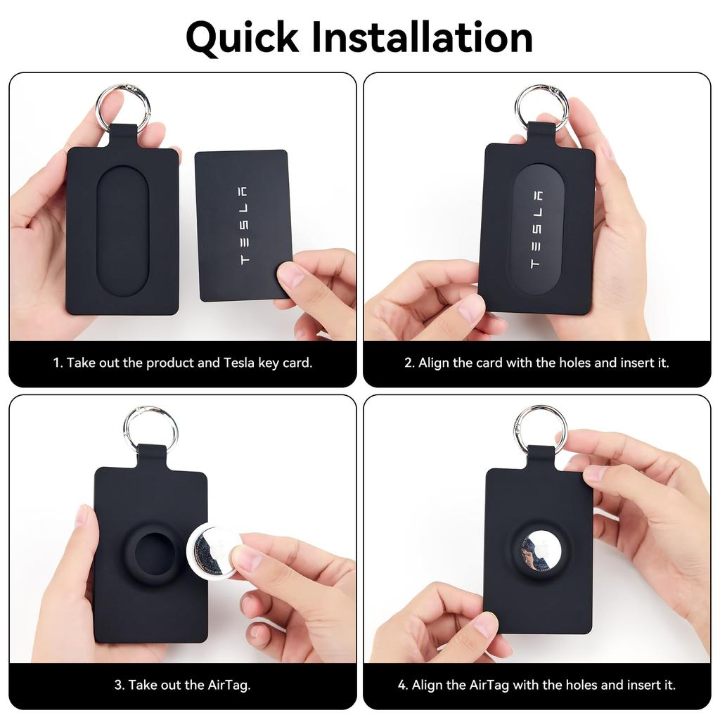 Tesla Key Card Holder with AirTag, Soft Silicone Key Card Protective Case Cover for