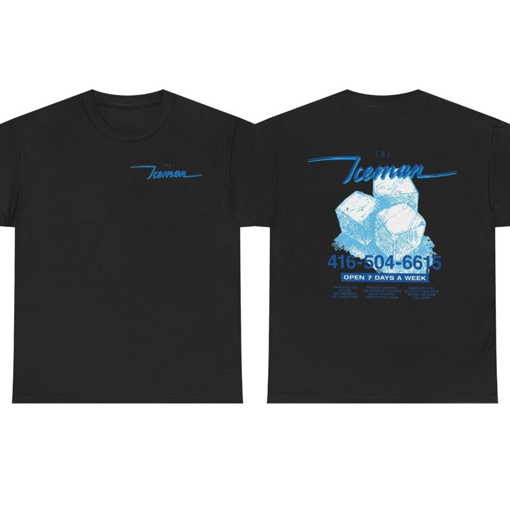 T-shirt Merch Drake Iceman Bleu Iceman Noir Tee Hommes Femmes Streetwear Surdimensionné Y2k Coton Court Esthétique Haut Y2k