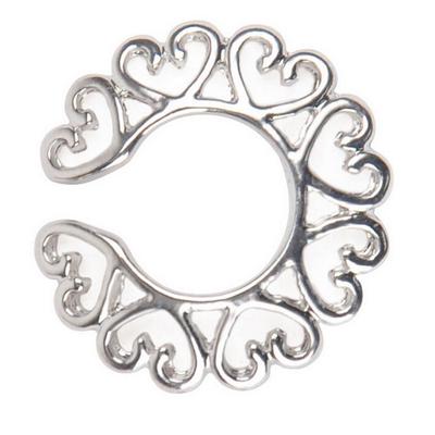 Sexy Silver Surgical Steel Non Piercing Clip On Heart Design Nipple Ring Shield