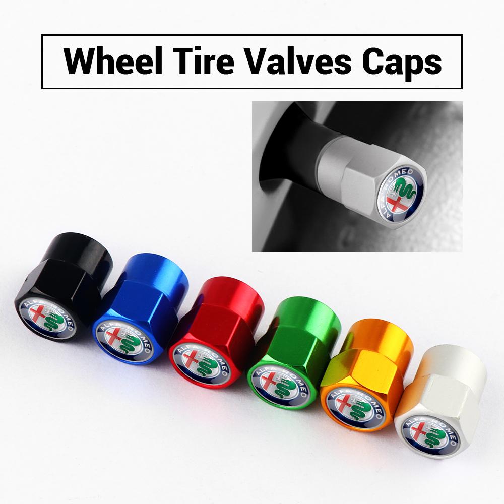 4Pcs Car Logo Emblem Wheel Valve Cap Auto Exterior Accessories For Alfa Romeo Giulia Stelvio Giulietta 19 147 Mito Tonale Brer ysdf45