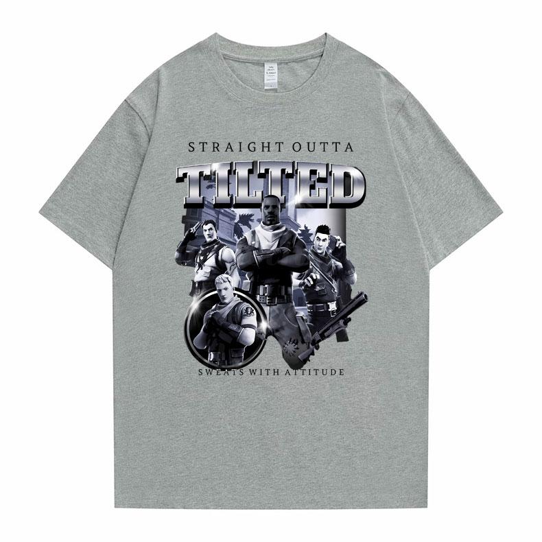 Straight Outta Tilted Sweats with Attiude Graphic Print T-shirt Unisex Women Hip Hop Casual Oversized Tshirt Unisex s Cotton T Shirts S