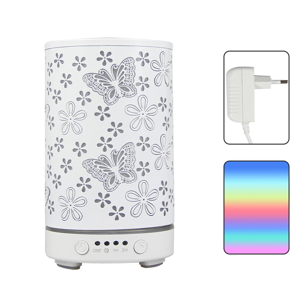 100ml Essential Oil Diffuser Seven-Color Aroma Light Butterfly Ultrasonic Air Humidifier Room Scent Diffuser with Timer Function