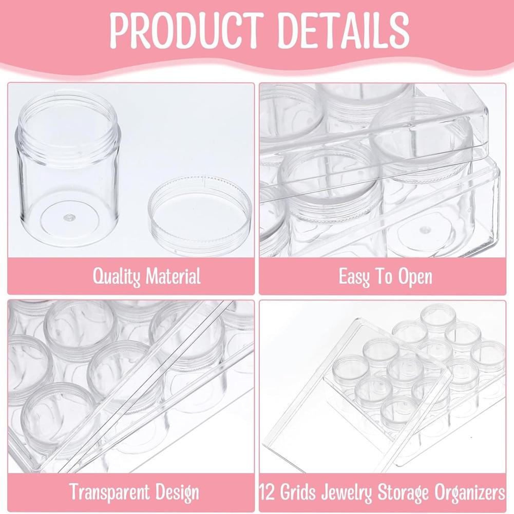 ABBY-4 Pcs Bead Organizer Transparent Embroidery Bead Storage Containers With Lid For DIY Crafts Jewelry Earring прозрачный