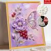 Frameless Pearl Painting Kit Butterfly Flower Pattern DIY 3D Bead Art Canvas Relaxing Handmade Craft for Adults Home Decor