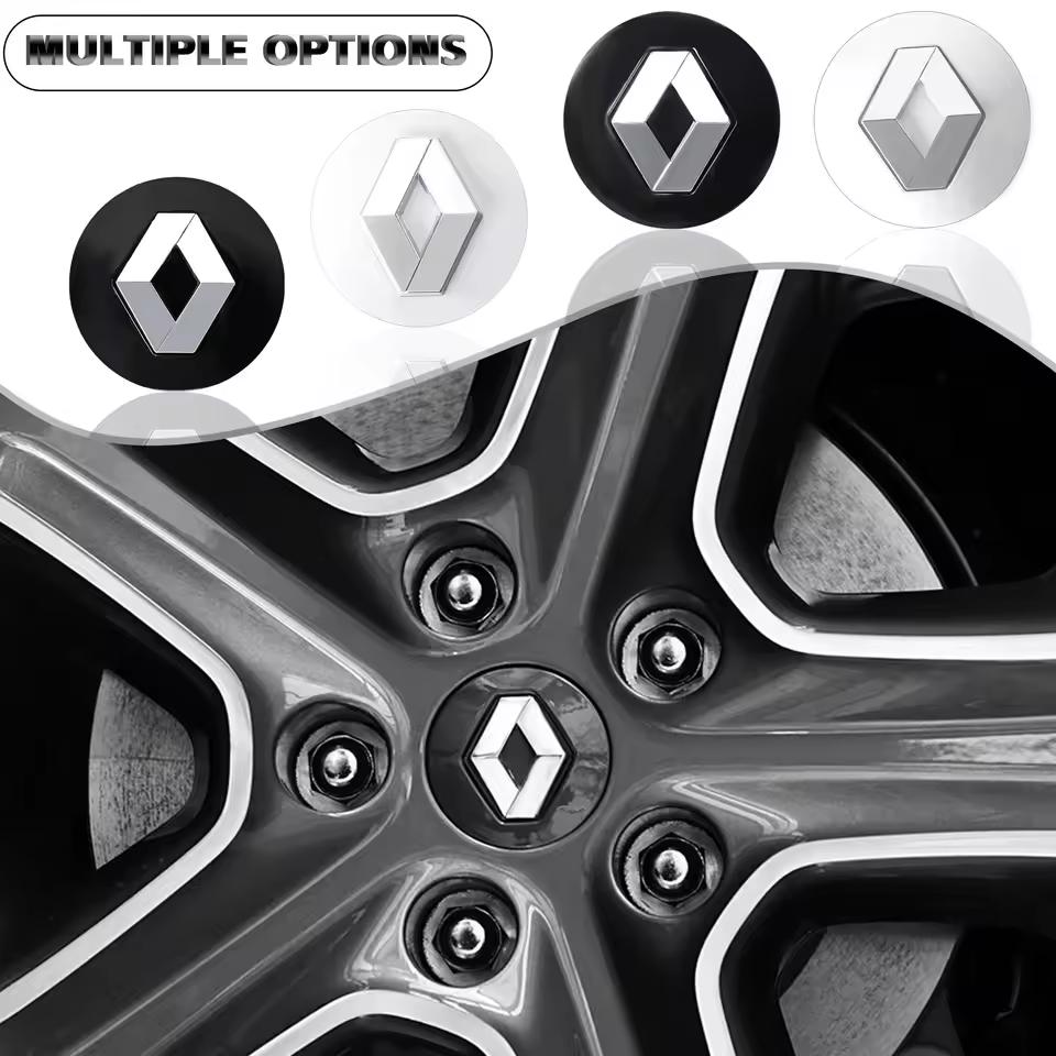 4 Stück Auto Radnabenkappe 56mm/60mm Nabenabzeichen Felgenabdeckung Logo für Renault Megane 2 3 Clio 4 Trafic Captur Kangoo Zoe - Set von 4