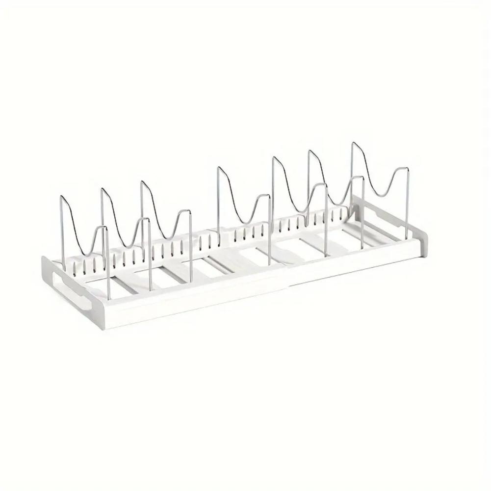 Expandable Kitchen Cabinet Pot Organizer Rack, Adjustable Divider, Multi-purpose Pots And Pans Storage Solution