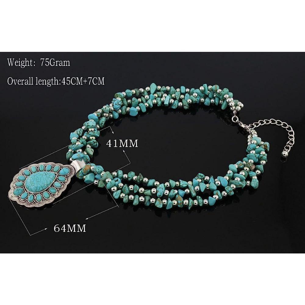 Retro Turquoise Necklace, Beaded Jewelry Wholesale Natural Gravel Necklace
