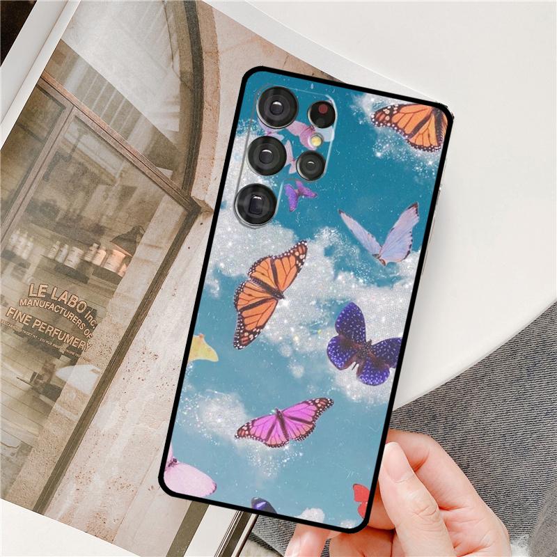Cute Aesthetic Butterfly Phone Case For Samsung Galaxy S24 Ultra S9 S10 S20 S21 S22 S23 Plus S24 FE S25 Ultra Cover