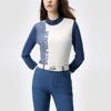 Fila Golf Series Striped Letter Long Sleeve Knit Top Women Tops Deep-Elegant-Blue A11W445407F-DB