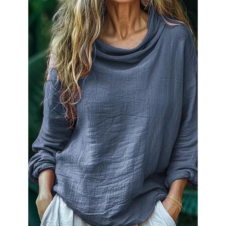 Long Sleeve Blouses Shirts Womens Fashion Casual Solid Color Print Spring Autumn