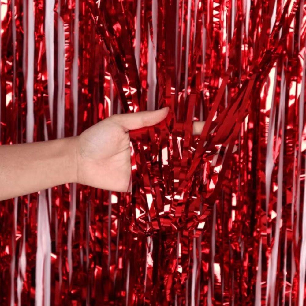 Colorful Tinsel Curtain Glitter Streamers Fringe Backdrop Curtain Streamer Curtain Christmas Event