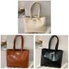 Modern Leather Shoulder Tote Bag With Stitching Details For Work And Travel