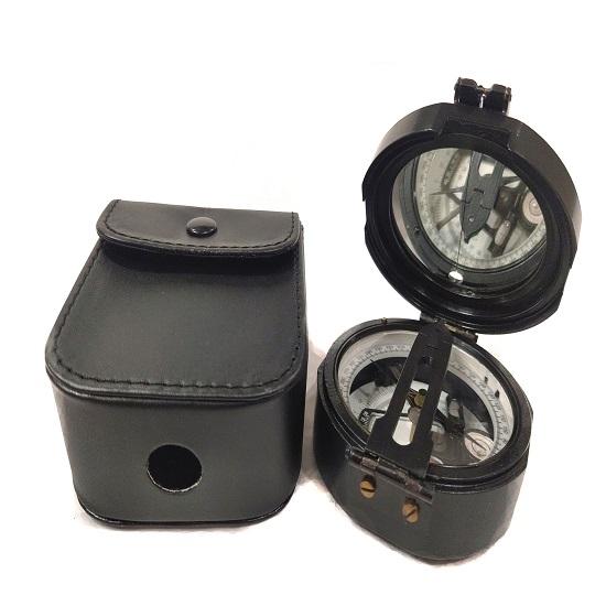 7,62 cm Geologisk Brunt på kompass i aluminium med sort skinntrekk - kompass for oppmåling av bryllupsgave farsdagsgave