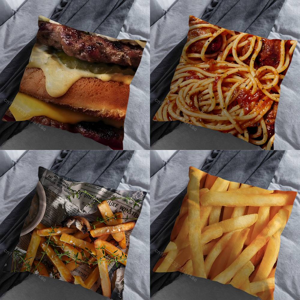 Food Art Fries Hamburger pillow over living room sofa cushion cover home decoration bedroom room bed pillow cover
