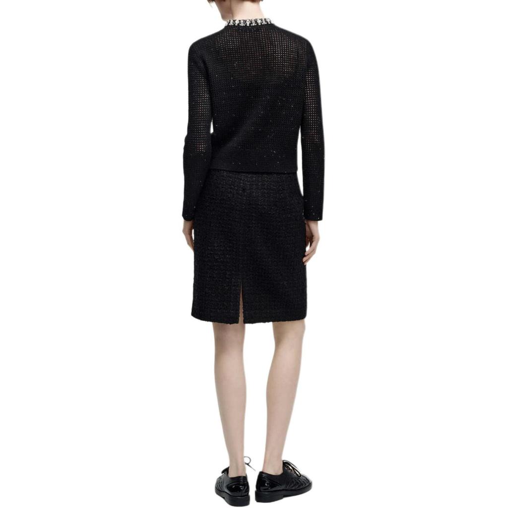 Karl Lagerfeld French Elegant Daily Commuting Casual Relaxed Date Outfit Light Luxury Quality Women Cardigan Black K26L2201