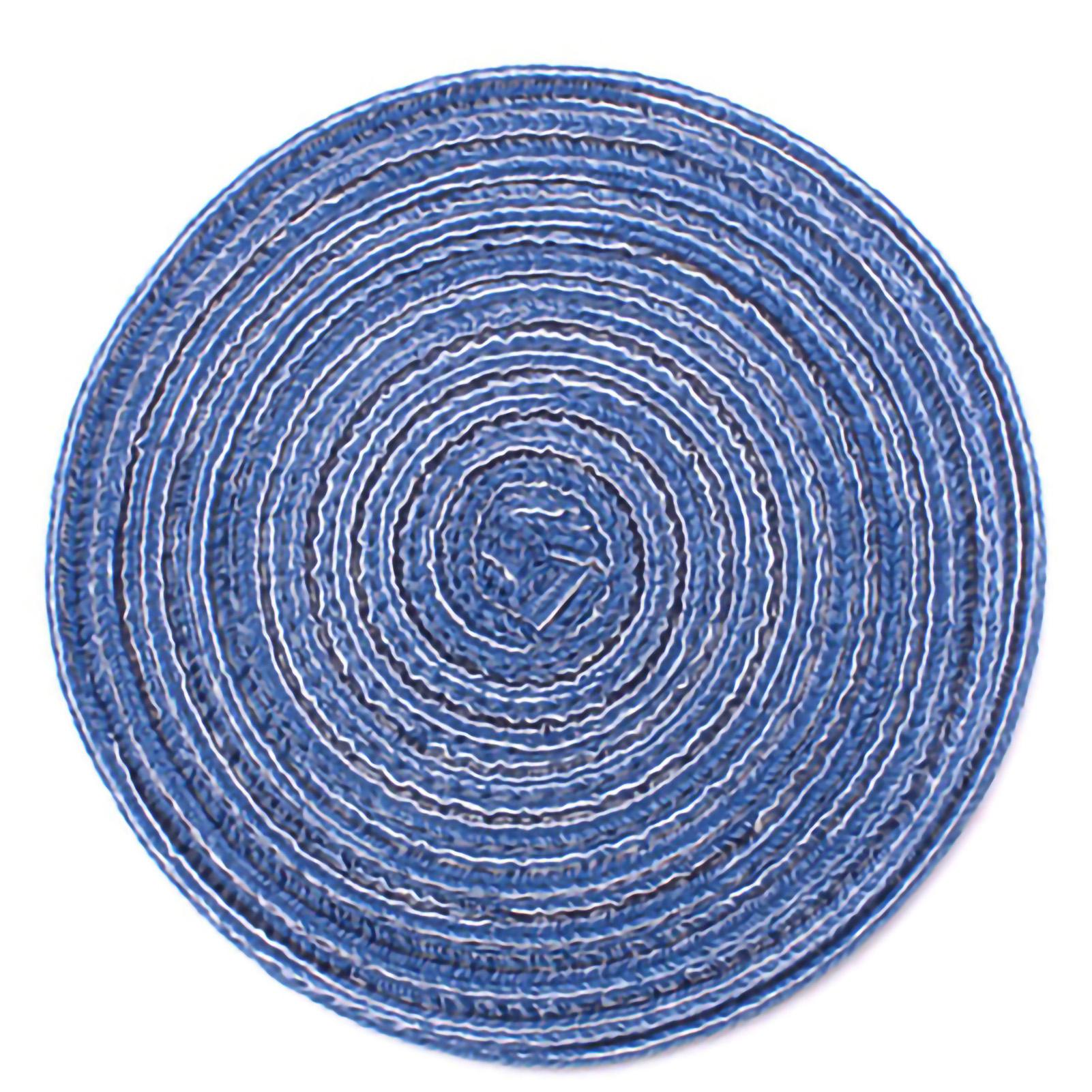 

4PCS Round Coaster Set Scalding Heat Insulation Dish Mats Woven Decorative Dining Table Bowl Mat Blue Diameter 36cm синий